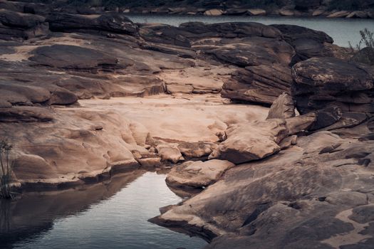 Beautiful amazing of rocks, Natural of rock canyon in mekhong river , Hat Chom Dao, Ubon Ratchathani province, North east Thailand