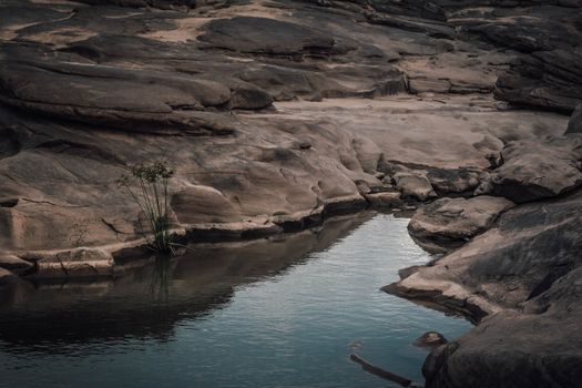 Beautiful amazing of rocks, Natural of rock canyon in mekhong river , Hat Chom Dao, Ubon Ratchathani province, North east Thailand