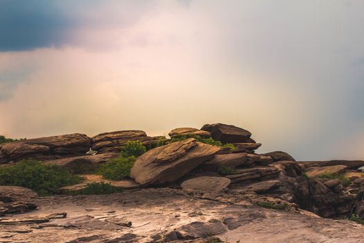 Beautiful amazing of rocks, Natural of rock canyon in mekhong river , Hat Chom Dao, Ubon Ratchathani province, North east Thailand