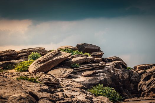 Beautiful amazing of rocks, Natural of rock canyon in mekhong river , Hat Chom Dao, Ubon Ratchathani province, North east Thailand