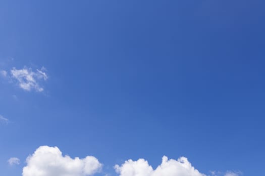 Summer blue sky with soft white clouds background.