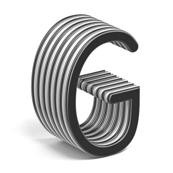 Black and white layered font Letter G 3D render illustration isolated on white background