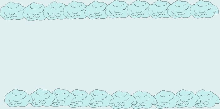 Cloud on blue isolated background. Stylish design with flat poster, leaflets, postcards, web banners. Doodle cartoon style.