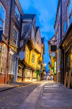 York shambles alley sunset dusk, York Englsnd UK