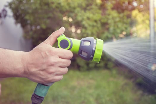 Closeup of Garden Hand Shower Water Sprayer 