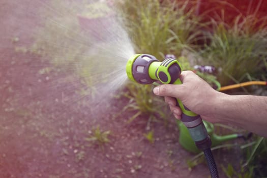 Closeup of Garden Hand Shower Water Sprayer 