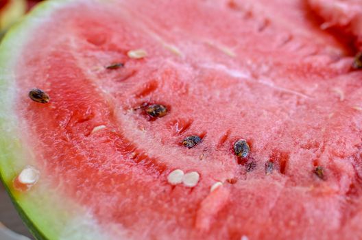 Slices of fresh ripe watermelon on a board. Fresh fruits