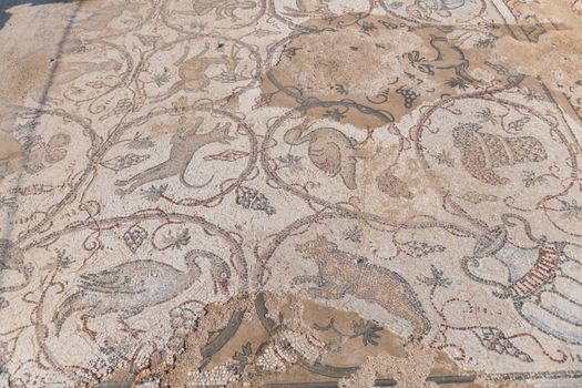 Fragment of an ancient floor mosaic in Caesarea .Israel
