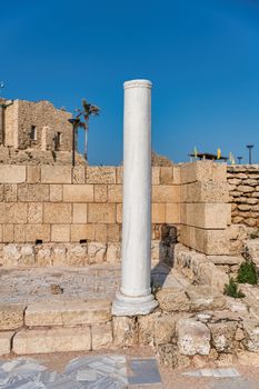 Ruins of antique Caesarea in israel