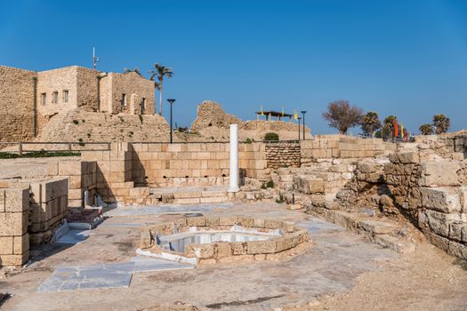 Ruins of antique Caesarea in israel