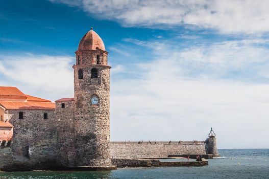 Church of Our Lady of the Angels in Collioure, on the shores of the Mediterranean Sea, Pyrénées-Orientales, France