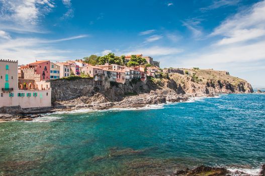 Picturesque view of the streets of Collioure, Pyrénées-Orientales, France