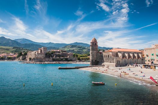 Church of Our Lady of the Angels in Collioure, on the shores of the Mediterranean Sea, Pyrénées-Orientales, France