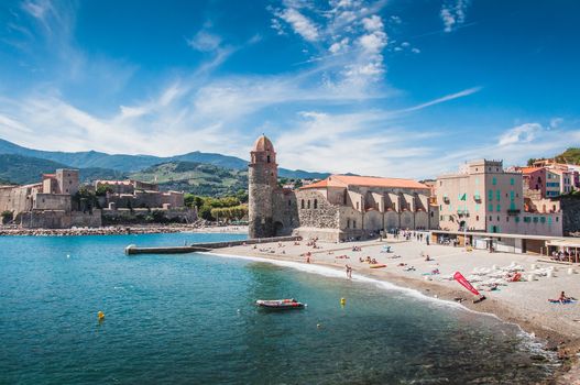 Church of Our Lady of the Angels in Collioure, on the shores of the Mediterranean Sea, Pyrénées-Orientales, France