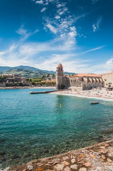 Church of Our Lady of the Angels in Collioure, on the shores of the Mediterranean Sea, Pyrénées-Orientales, France