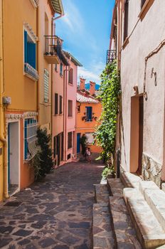 Picturesque view of the streets of Collioure, Pyrénées-Orientales, France