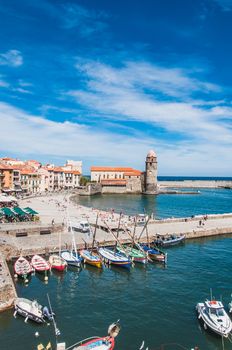 Church of Our Lady of the Angels in Collioure, on the shores of the Mediterranean Sea, Pyrénées-Orientales, France