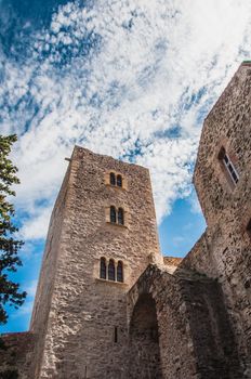 Royal Castle Collioure under blue sky in the Pyrenees-Orientales, France