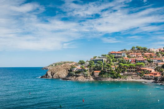 Picturesque view of the streets of Collioure, Pyrénées-Orientales, France
