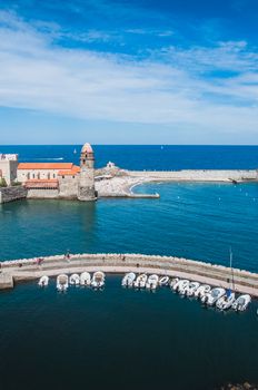 Church of Our Lady of the Angels in Collioure, on the shores of the Mediterranean Sea, Pyrénées-Orientales, France