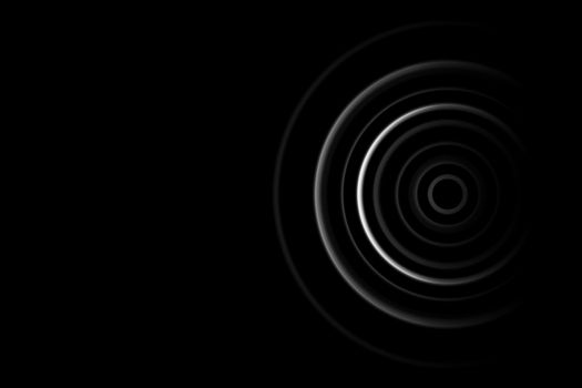 Abstract white circle with ring light on black background