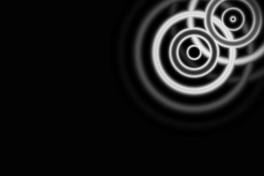 Abstract white circle with ring light on black background