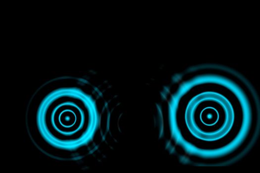 Light blue sound waves oscillating with circle ring, abstract background