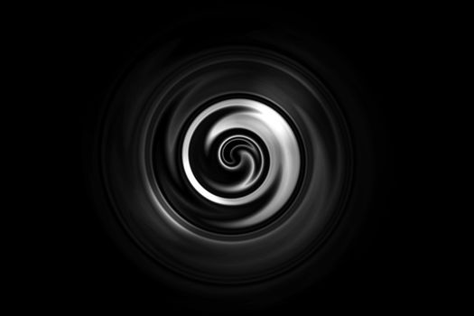 Abstract white vortex or water ring on black background