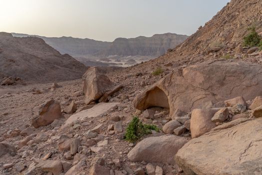 Hiking in desert nature landscape for health and vacation