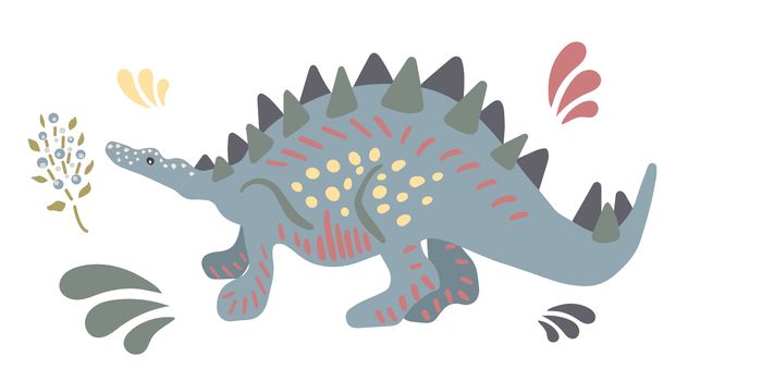 Stegosaurus dinosaur illustration. Cartoon characters isolated design element. T-shirt, poster, greeting card design.