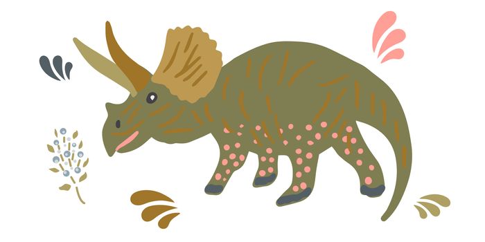 Cute Pachyrhinosaurus dinosaur illustration. Cartoon characters isolated design element. T-shirt, poster, greeting card design. 