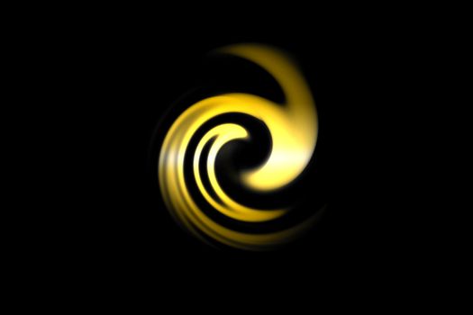 Abstract fire circle with yellow light spiral on black background