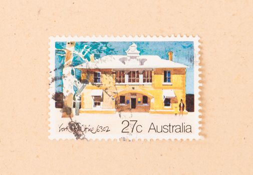 AUSTRALIA - CIRCA 1980: A stamp printed in Australia shows a building, circa 1980