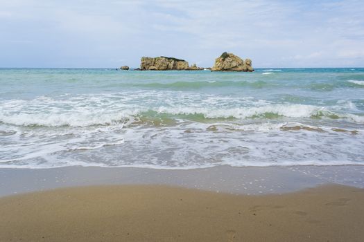 Rock formation near Prasoudi Beach in the island of Corfu, Greece.