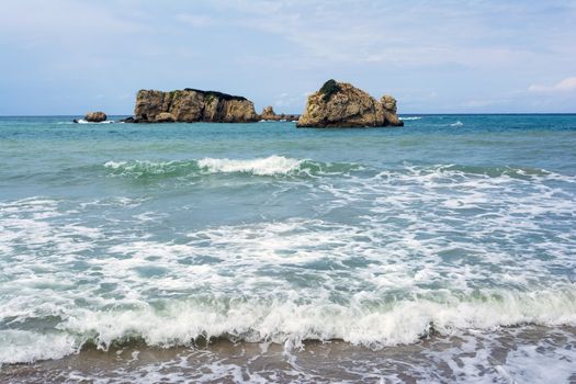 Rock formation near Prasoudi Beach in the island of Corfu, Greece.