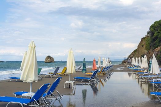 Prasoudi beach at Corfu island, Greece at morning.