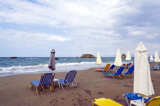 Prasoudi beach at Corfu island, Greece at morning.