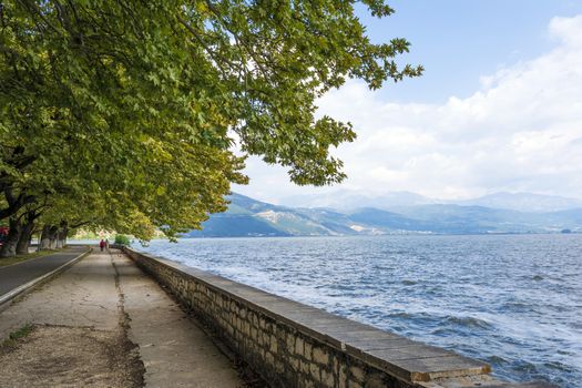 Ioannina lake Pamvotis summer time , Epirus Greece.