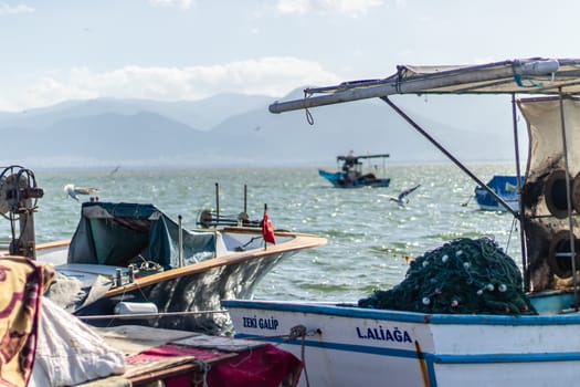 a good looking seascape shoot with some wooden boats. photo has taken at izmir/turkey.