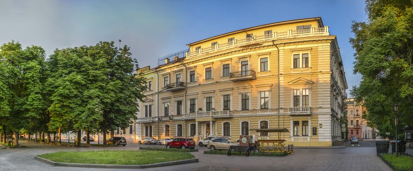 Odessa, Ukraine - 06.12.2018. Sunny summer morning in the historical center of Odessa, Ukraine. Seaside boulevard