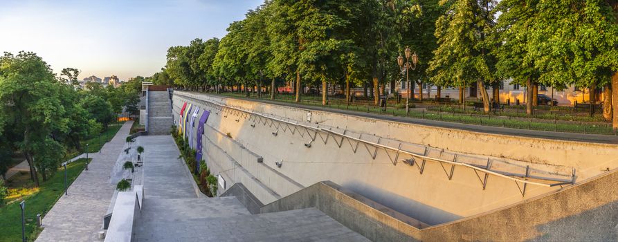 Odessa, Ukraine - 06.12.2018. Sunny summer morning in the historical center of Odessa, Ukraine. Seaside boulevard