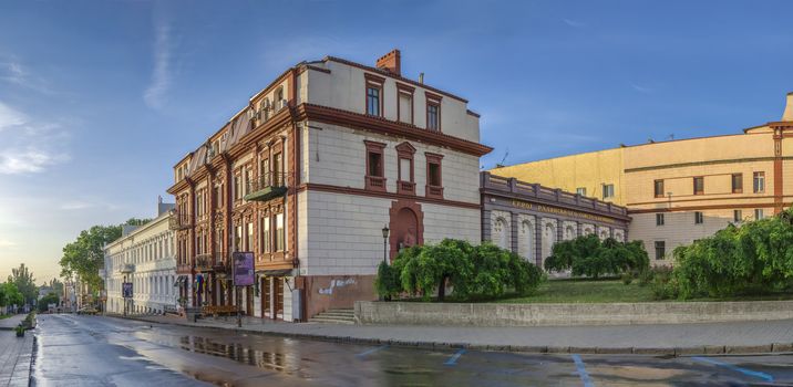 Odessa, Ukraine - 06.12.2018. Sunny summer morning in the historical center of Odessa, Ukraine. Theater square and historic buildings