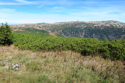 View of the rocky landscape of the Krkonose