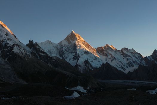 K2 and Broad Peak from Concordia in the Karakorum Mountains Pakistan