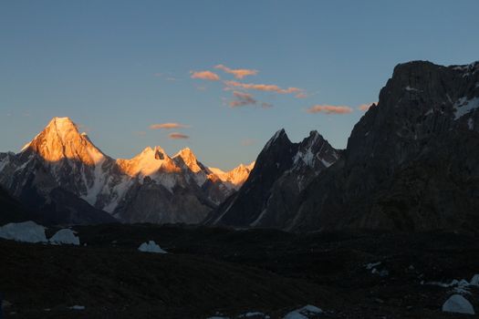 K2 and Broad Peak from Concordia in the Karakorum Mountains Pakistan