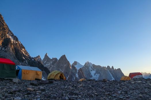 K2 and Broad Peak from Concordia in the Karakorum Mountains Pakistan