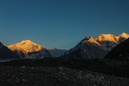 K2 and Broad Peak from Concordia in the Karakorum Mountains Pakistan