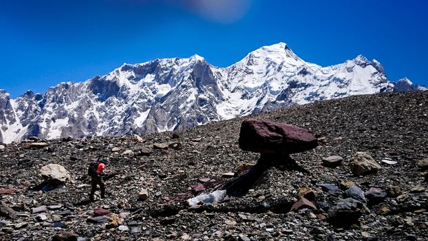 K2 and Broad Peak from Concordia in the Karakorum Mountains Pakistan