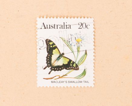 AUSTRALIA - CIRCA 1980: A stamp printed in Australia shows a butterfly, circa 1980