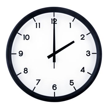 Classic analog clock pointing at 2 o'clock, isolated on white background
